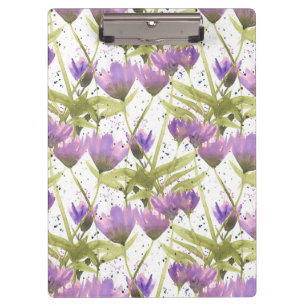 Watercolor Purple Daisies Garden Clipboard