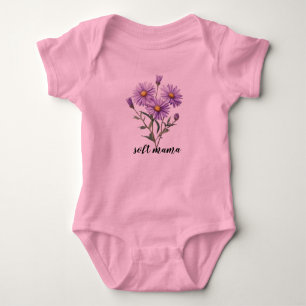 Watercolor Purple Daisy Botanical Personalised Baby Bodysuit