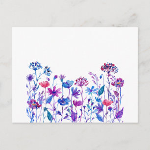 Watercolor Purple Field Flowers Postcard