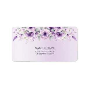 Watercolor Purple Floral Address Label