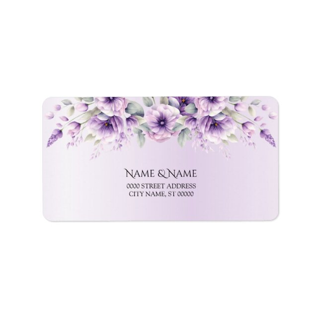 Watercolor Purple Floral Address Label (Front)