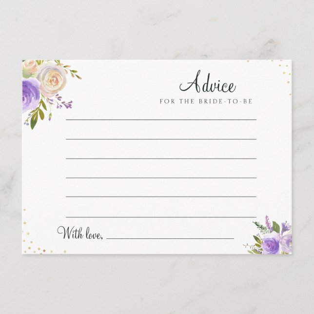watercolor purple floral advice card (Front)