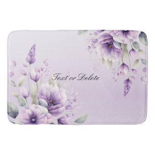 Watercolor Purple Floral Bath Mat