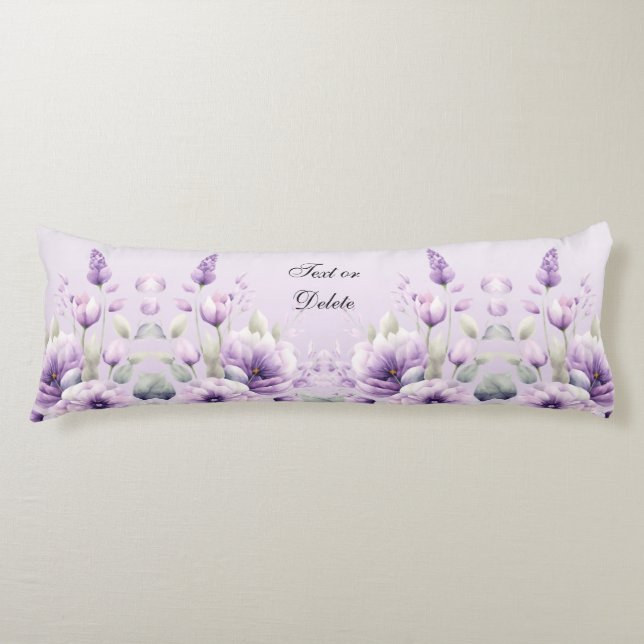 Watercolor Purple Floral Body Pillow (Front)