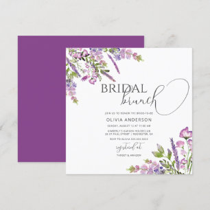 Watercolor Purple Floral Bridal Brunch Invitation