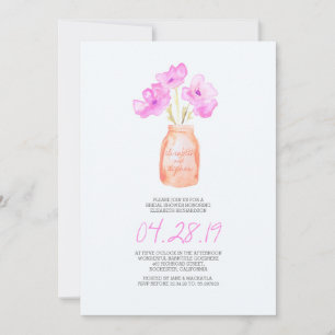 watercolor purple floral bridal shower invitation