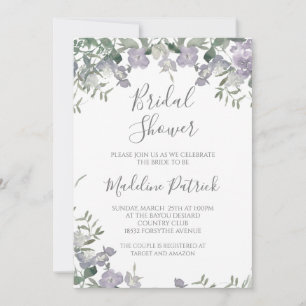 Watercolor Purple Floral Bridal Shower Invitation