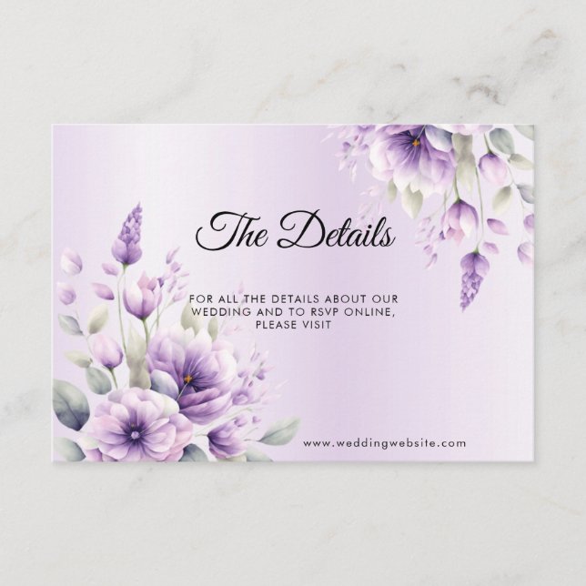 Watercolor Purple Floral Detail Enclosure Card (Front)