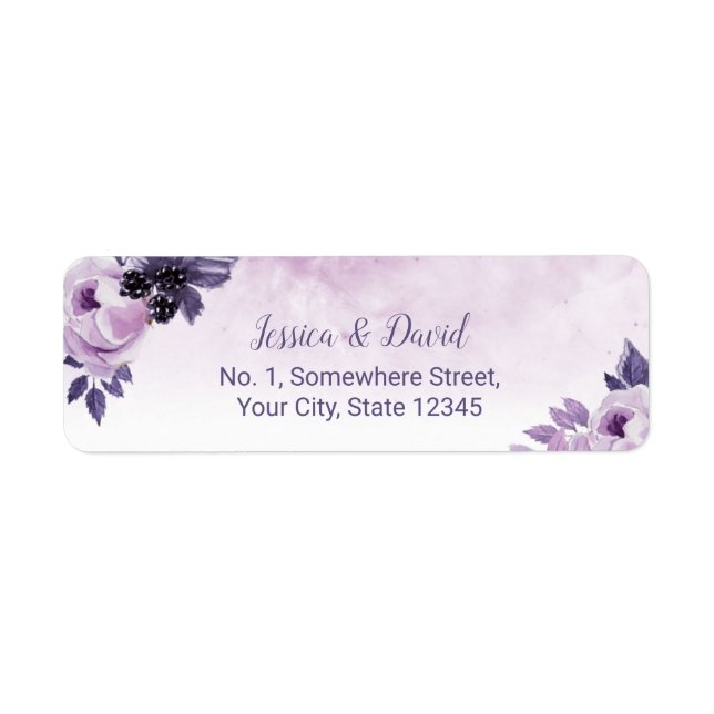 Watercolor Purple Floral Elegant Spring Wedding (Front)