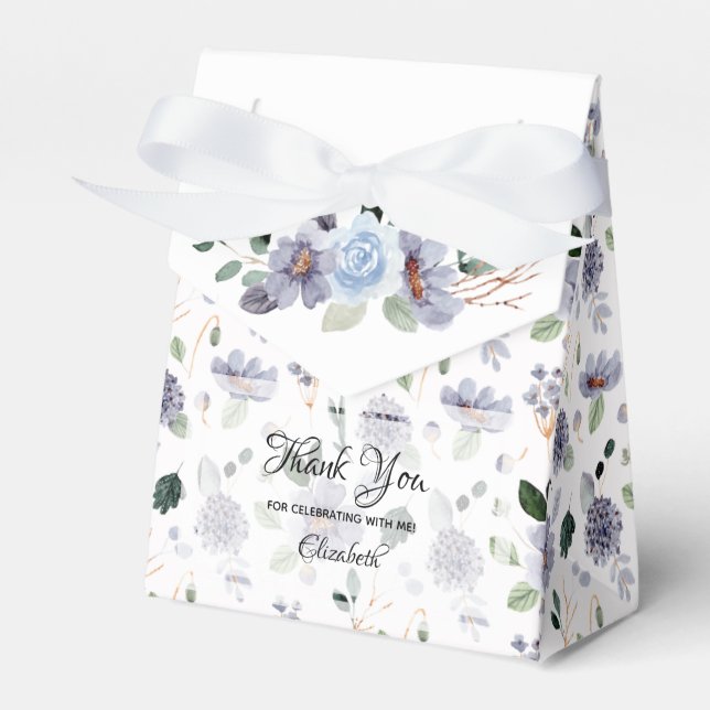 Watercolor Purple Floral  Favour Box (Front Side)