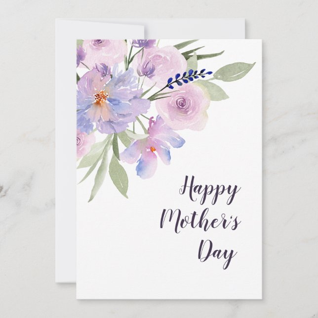 watercolor purple floral happy mother's day card (Front)