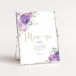 Watercolor purple floral Mom-osa bar Poster