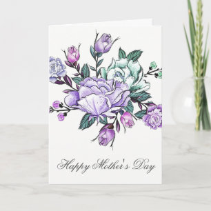 Watercolor Purple Floral Mothers Day Card