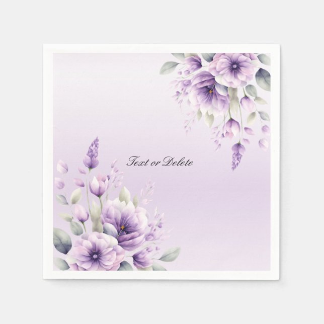 Watercolor Purple Floral Napkins (Front)