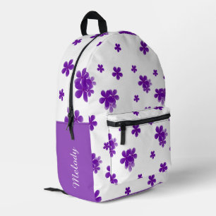 watercolor purple floral pattern for Girls & Teen Printed Backpack