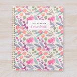 Watercolor Purple Floral Planner<br><div class="desc">Custom-designed planner notebook featuring watercolor purple floral pattern with personalised name.</div>