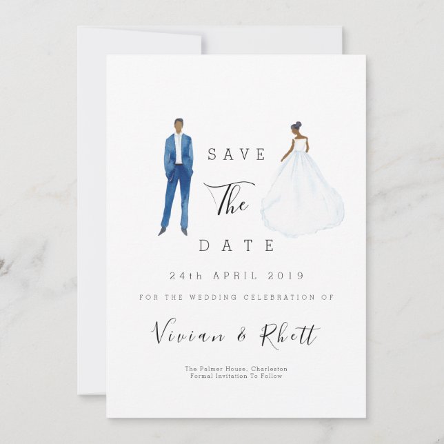 Watercolor Purple Floral Save the Date Wedding (Back)