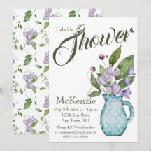 Watercolor Purple Floral Sweet Peas Baby Shower