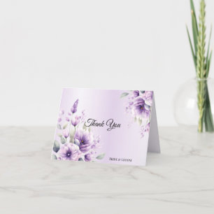 Watercolor Purple Floral Thank You Card