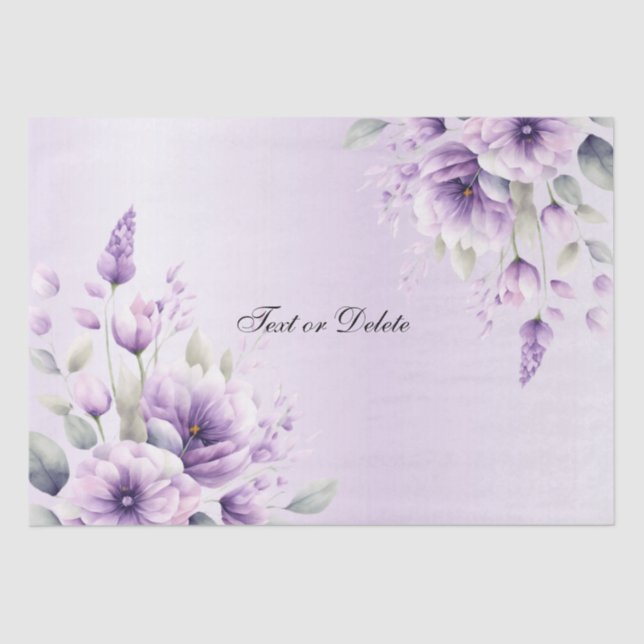 Watercolor Purple Floral Tissue Paper (Front)