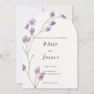 Watercolor Purple Floral Vine Wedding Invitation