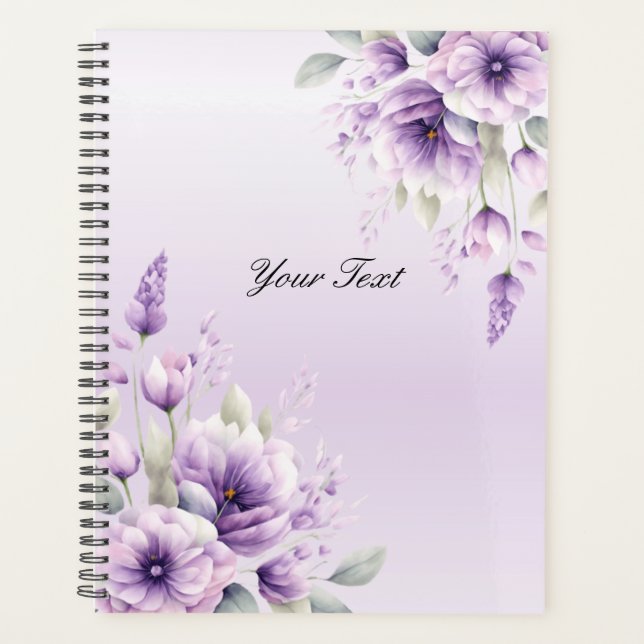 Watercolor Purple Floral Wedding Planner (Front)