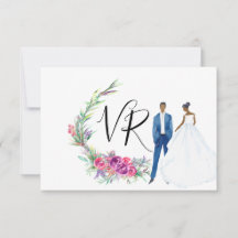 Watercolor Purple Floral Wedding Response Card