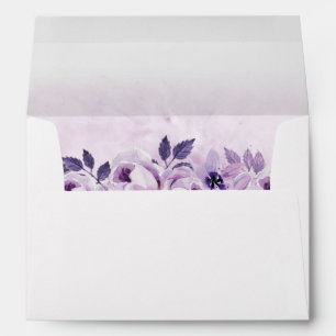 Watercolor Purple Floral Wedding Return Address Envelope