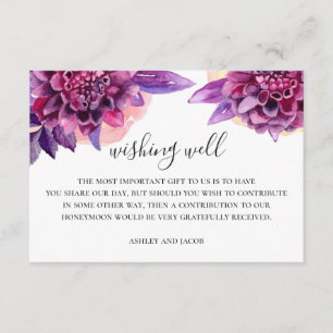 Watercolor purple floral wedding wishing well enclosure card