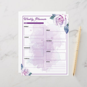 Watercolor Purple Floral Weekly Planner