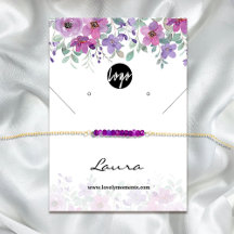 Watercolor Purple Florals earring display