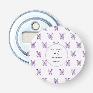 Watercolor purple flower bouquet bottle opener