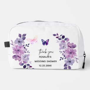 Watercolor purple flower bouquet dopp kit