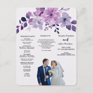 Watercolor purple flower bouquet invitation
