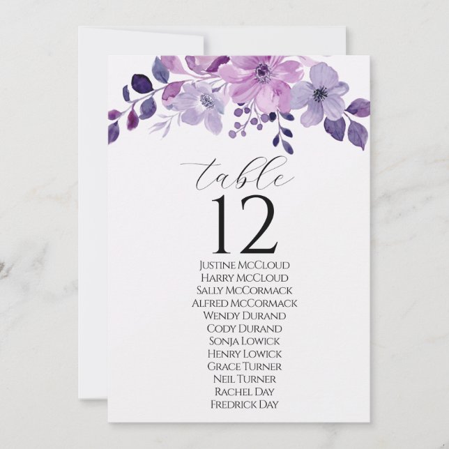Watercolor purple flower bouquet invitation (Front)
