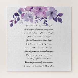 Watercolor purple flower bouquet  jigsaw puzzle