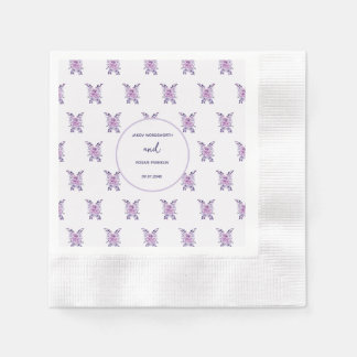 Watercolor purple flower bouquet napkin