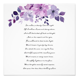 Watercolor purple flower bouquet photo print