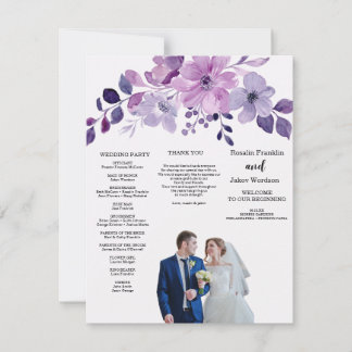 Watercolor purple flower bouquet RSVP card