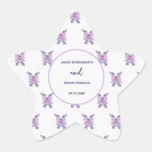 Watercolor purple flower bouquet star sticker