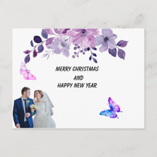 Watercolor purple flower bouquet sticker Postcard