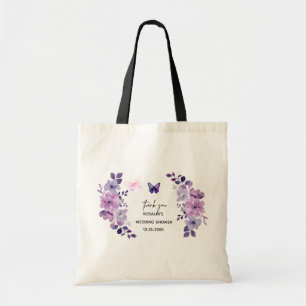 Watercolor purple flower bouquet tote bag