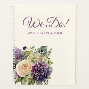 Watercolor Purple Flower Bouquet- Wedding-Planner Planner