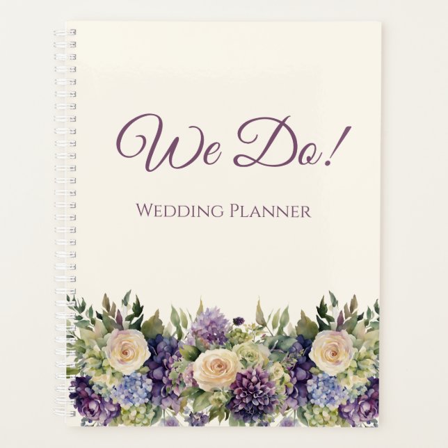 Watercolor Purple Flower Bouquet- Wedding-Planner Planner (Front)