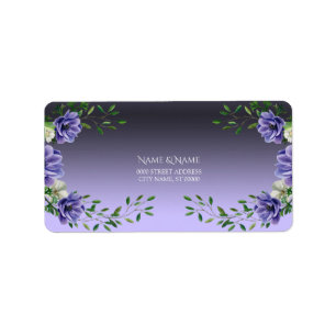 Watercolor Purple Flowers Address Label