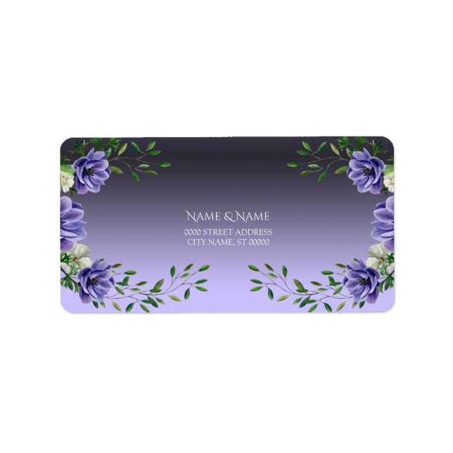 Watercolor Purple Flowers Address Label (Front)