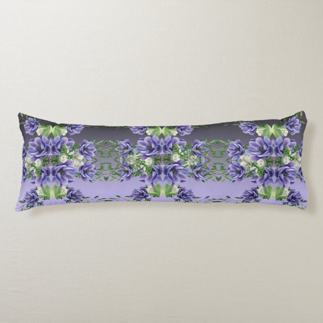 Watercolor Purple Flowers Body Pillow (Front)