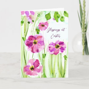 Watercolor purple flowers custom Easter Holiday Ca