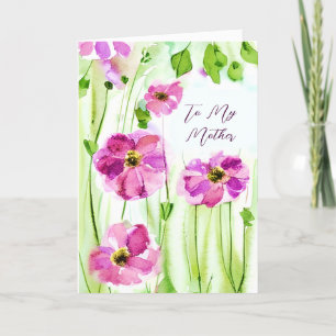 Watercolor purple flowers custom Mother's Day Holiday Card