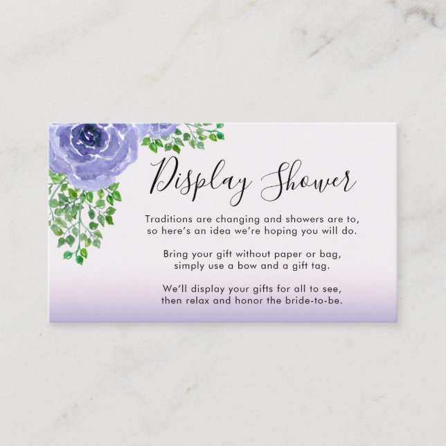 Watercolor Purple Flowers | Display Shower Enclosure Card (Front)